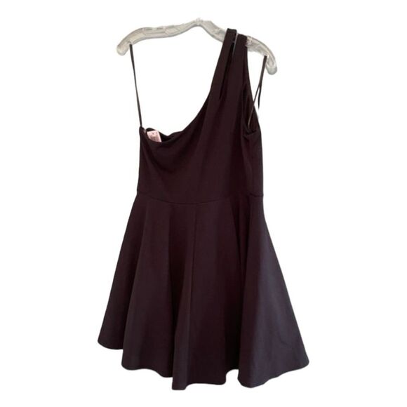 City Studio One Shoulder Mini Dress Black Asymmetrical A-Line Skater 13 - Picture 5 of 10